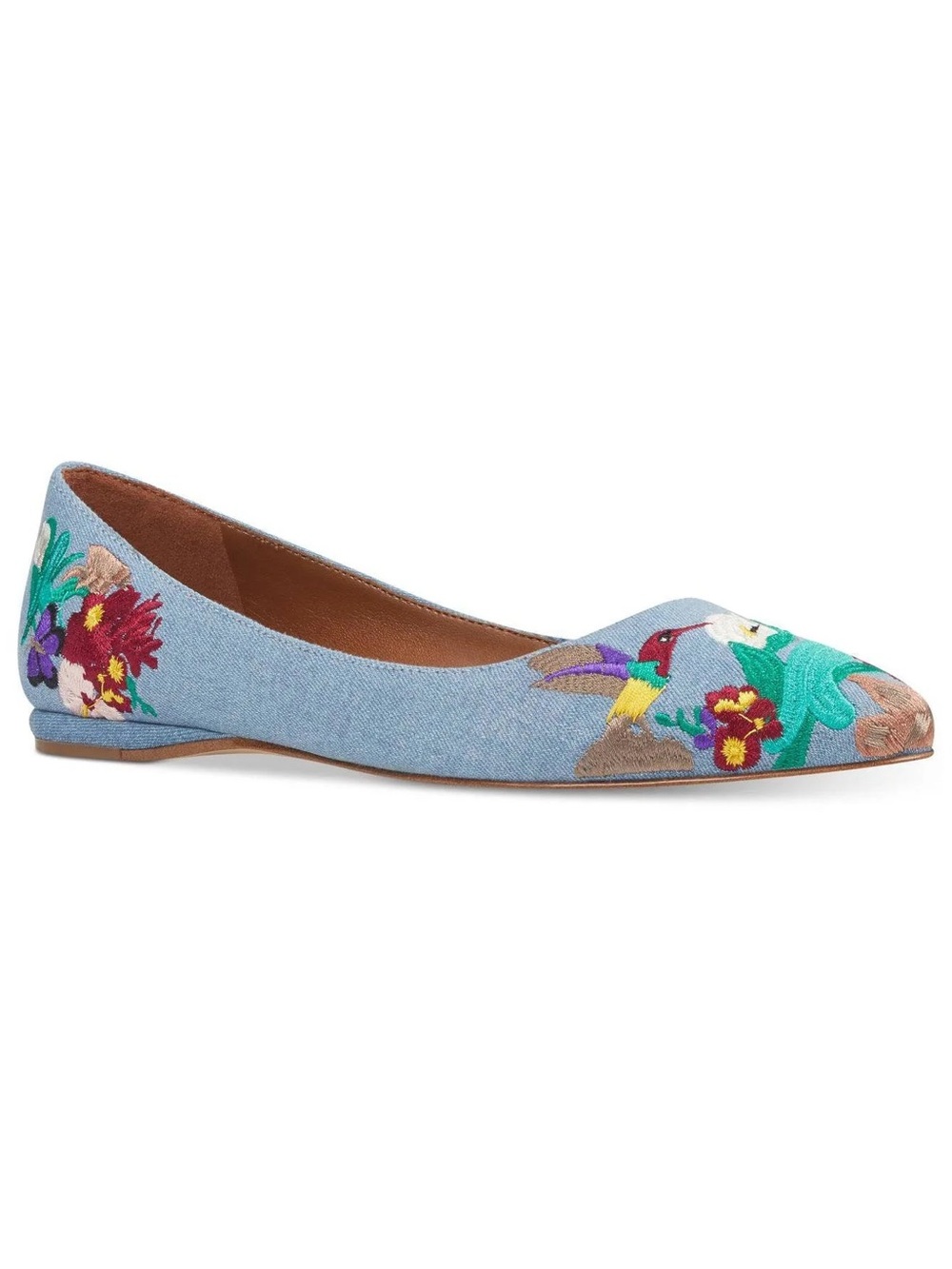 Nine West Women’s Nine West Suziella Floral Ballet Flats, Light Blue Denim